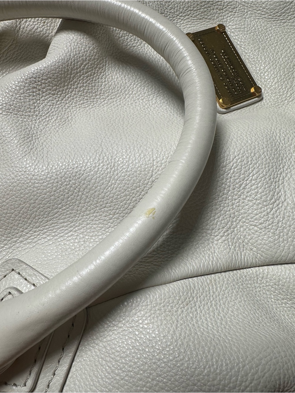 Marc by Marc Jacobs Classic Q Fran White Pebbled Leather with Gold Hardware Hobo - Picture 7 of 13
